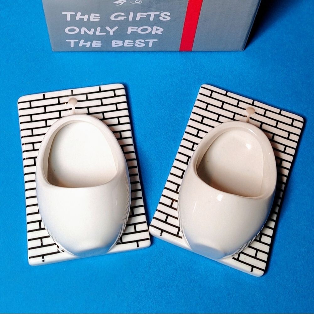 Porcelain Urinal Shot Glasses with Box (Or Trinket/Succulents). White Elephant